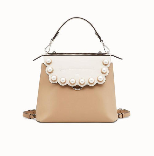 Beige leather backpack