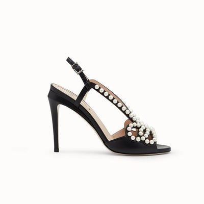 Black leather sandals